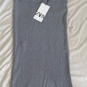 Zara Gray Midi Pencil Skirt for Casual Wear